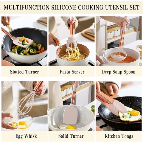 Umite Chef Silikon Mutfak Gere�leri Seti (14 Par�a, Krem)