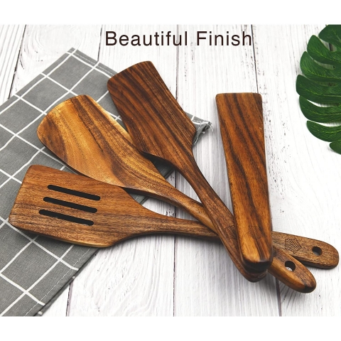 WOODENHOUSE Tahta Mutfak Gere�leri Seti(A��k Kahve, 4 Par�a)