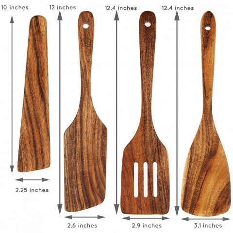 WOODENHOUSE Tahta Mutfak Gere�leri Seti(A��k Kahve, 4 Par�a)