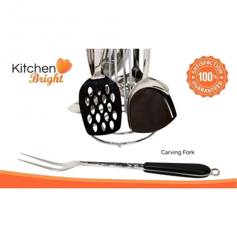 Bright Kitchen Paslanmaz elik Mutfak Gereleri (7 Para, Siyah)