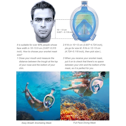 Snorkel Mask Full Face 2019 Newest UV Protection Foldable Easy