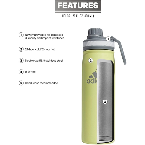 adidas Paslanmaz �elik Su �i�ei (600ml, Sar�)