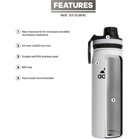 adidas Paslanmaz �elik Su �i�e (600ml, Beyaz)