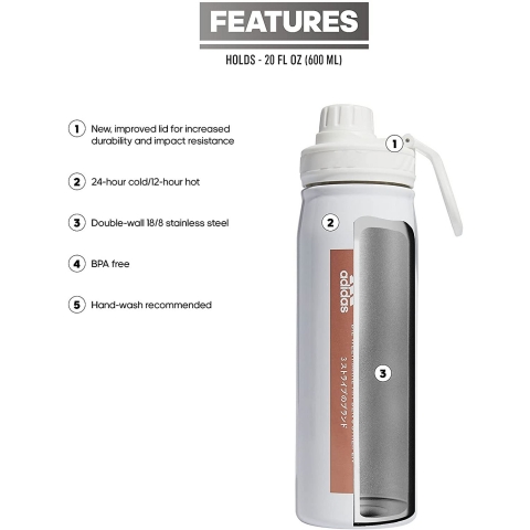 adidas Paslanmaz �elik Su �i�ei (600ml, Rose Gold)