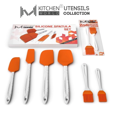 M KITCHEN WORLD Silikon Spatula Seti ( 4 Adet) (Turuncu)