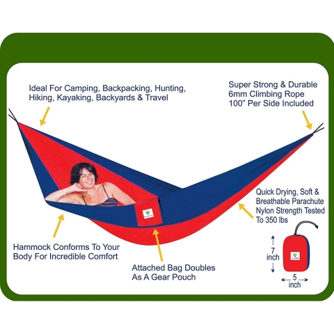 Hammock Bliss Tek Kiilik Pamuklu Hamak (Krmz)