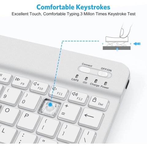 OMOTON Mini Wireless Klavye (Beyaz)