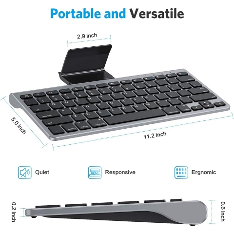 OMOTON iPad in Standl Bluetooth Klavye (Gri)