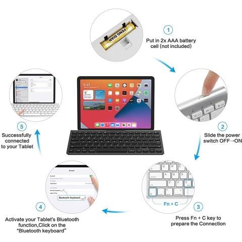 OMOTON iPad in Standl Bluetooth Klavye (Siyah)