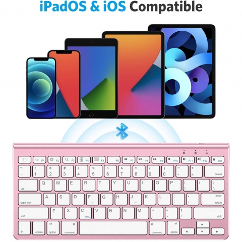 OMOTON iPad in Standl Bluetooth Klavye (Pembe)