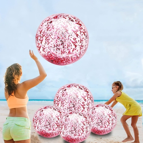 TURNMEON Plaj Deniz Topu(Simli Pembe, 5 Adet)
