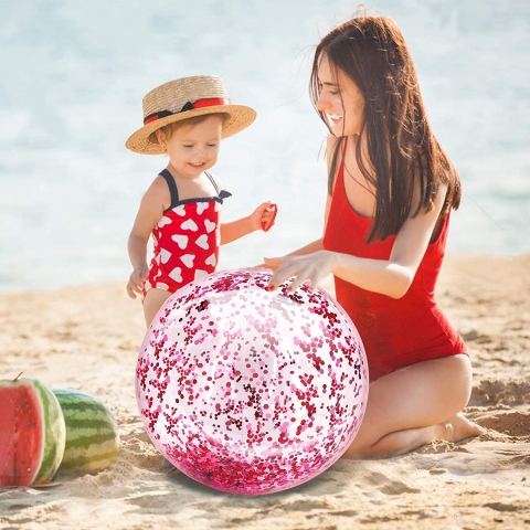 TURNMEON Plaj Deniz Topu(Simli Pembe, 5 Adet)