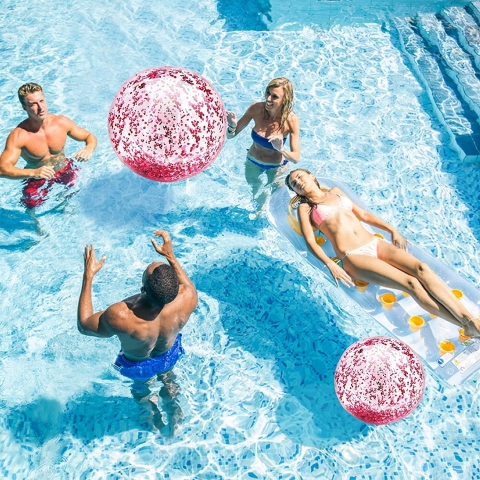 TURNMEON Plaj Deniz Topu(Simli Pembe, 5 Adet)