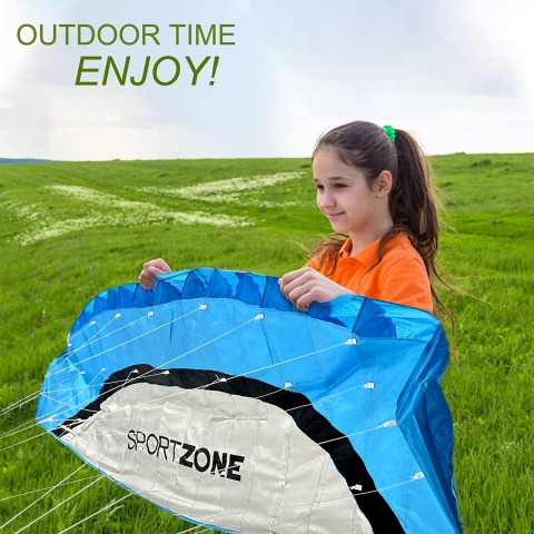 HENGDA KITE 2.5m �ift Hat Dubl�r Parafoil U�urtma (Mavi)