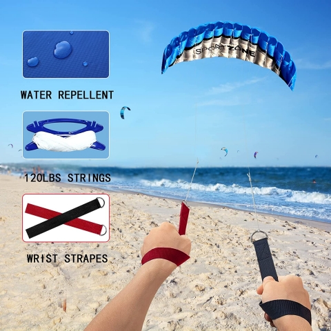 HENGDA KITE 2.5m �ift Hat Dubl�r Parafoil U�urtma (Mavi)