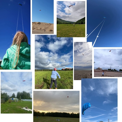 HENGDA KITE 2.5m �ift Hat Dubl�r Parafoil U�urtma (Mavi)