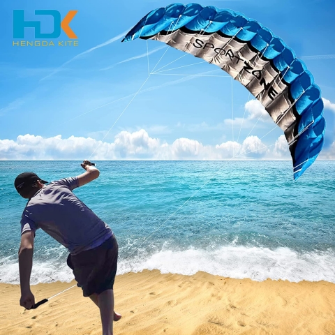 HENGDA KITE 2.5m �ift Hat Dubl�r Parafoil U�urtma (Mavi)