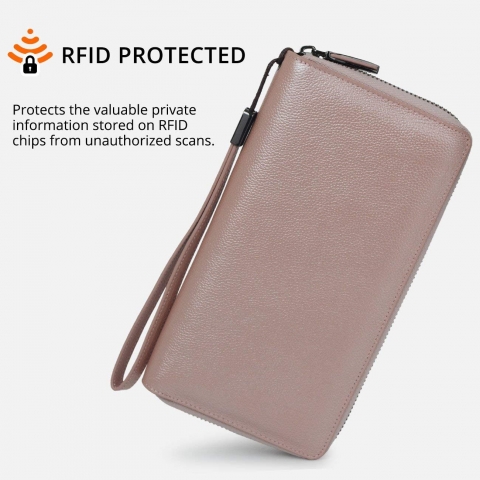 Bveyzi RFID Kadn Deri Czdan (RoseGold)