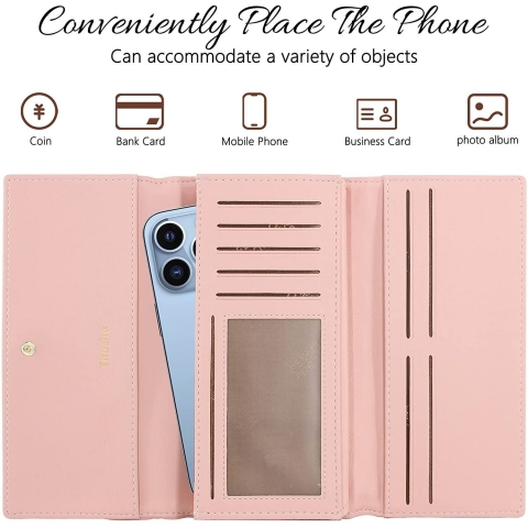 Titosha RFID Kadn Deri Czdan (Pembe)