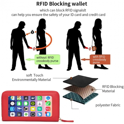 KingTo RFID Kadn Deri Czdan (Pembe)