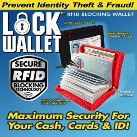 Lock Wallet RFID Kadn Deri Czdan (Krmz)