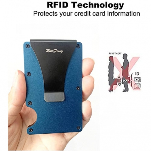 RuoFeng RFID Unsex Alminyum Kartlk (Mavi)