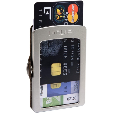 I CLIP RFID Un�sex Paslanmaz �elik Kartl�k (Kahverengi)