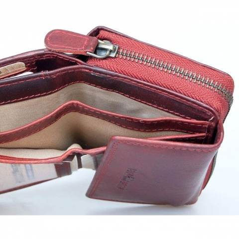 Bull Burry RFID Kad�n Deri C�zdan(Koyu K�rm�z�)