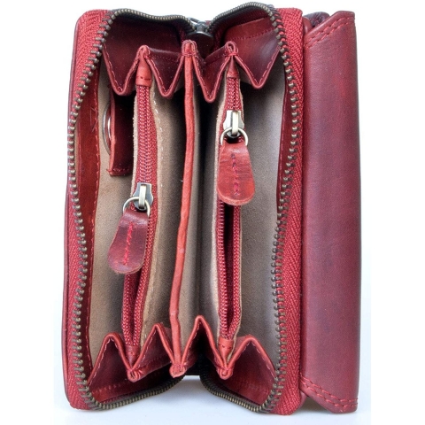 Bull Burry RFID Kad�n Deri C�zdan(Koyu K�rm�z�)