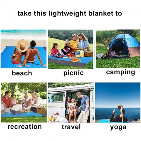 XinDingLi Ta��nabilir Plaj/Piknik �rt�s� (Mavi, 203x127cm)