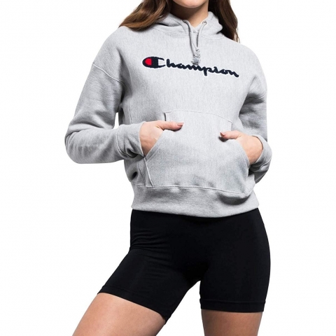 Champion Kadn Kaponlu Sweatshirt (Gri)