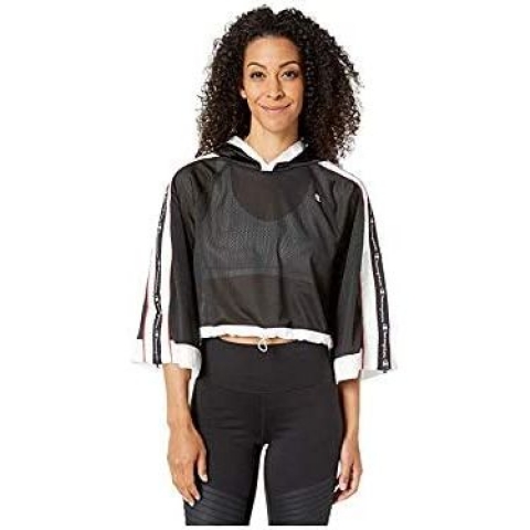 Champion Kadn Crop File Sweatshirt (Siyah)