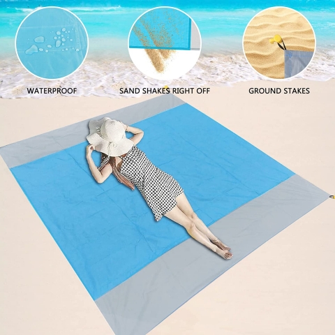 kuclud Suya Dayan�kl� Plaj/Piknik �rt�s�(Mavi, 299x279cm)