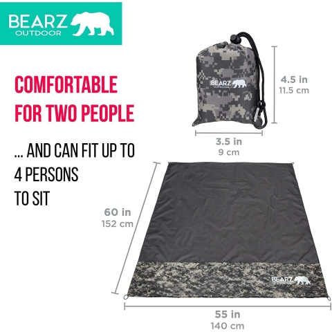 BEARZ Outdoor Suya Dayankl Plaj/Piknik rts (Gri)
