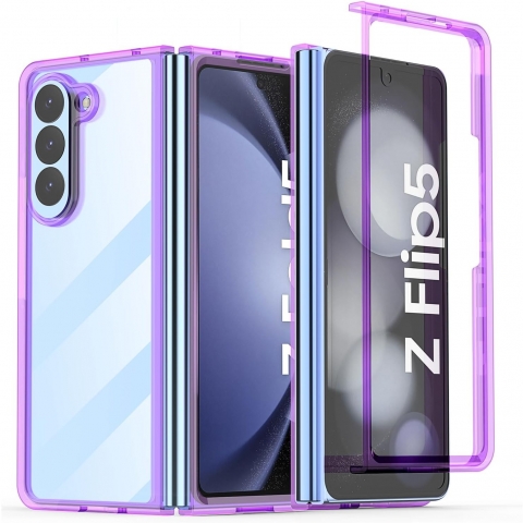 AlCase Darbeye Dayankl Galaxy Z Fold 5 Klf -Purple Clear