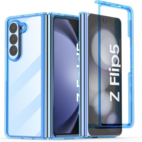 AlCase Darbeye Dayankl Galaxy Z Fold 5 Klf -Blue Clear