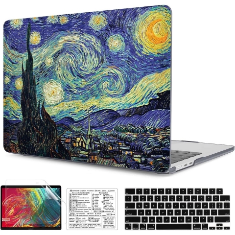 QCzyc MacBook Air Uyumlu Dayankl Klf (15 in)-Van Gogh Starry Sky