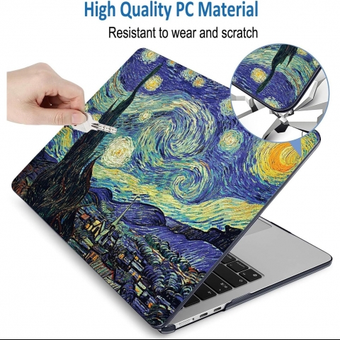 QCzyc MacBook Air Uyumlu Dayankl Klf (15 in)-Van Gogh Starry Sky