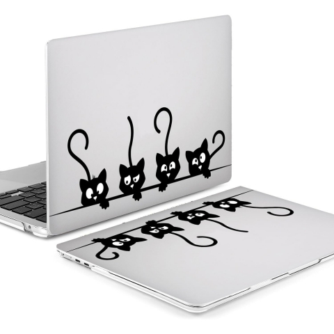 QCzyc MacBook Air Uyumlu Dayankl Klf (15 in)-Black Cat