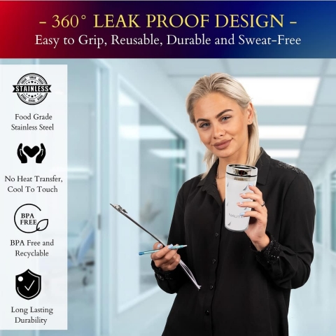 Nautica Yaltml Paslanmaz elik Termos 440mL(Mavi)