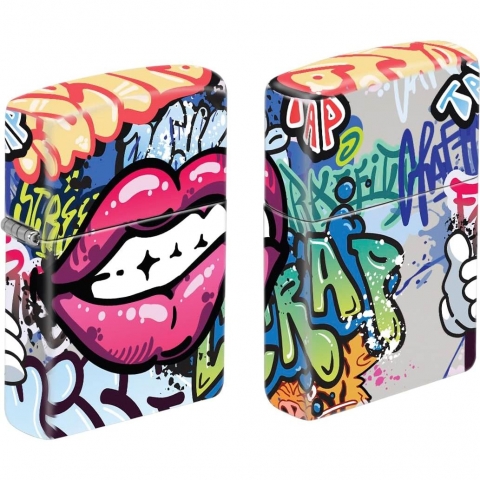 Zippo Full Wrap Baskl Dudak Graffiti akmak