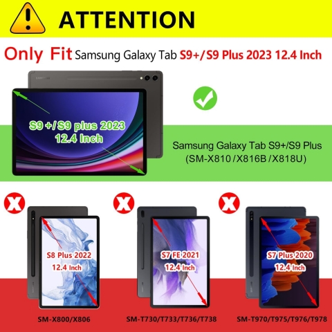 Ztotop Galaxy Tab S9 Plus Deri Klf-Black