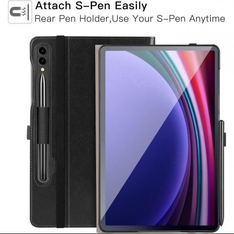 Ztotop Galaxy Tab S10 Plus/S9 Plus Deri Klf-Black