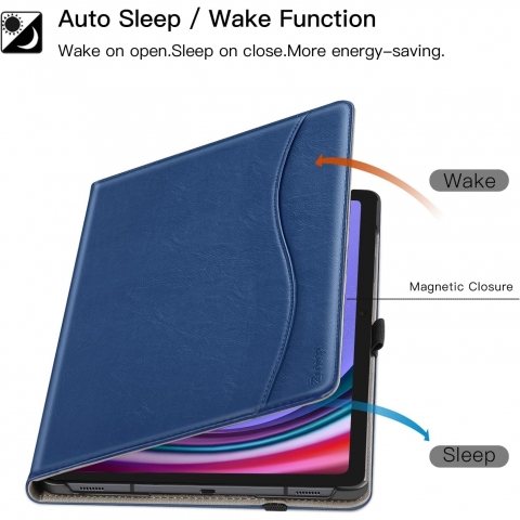 Ztotop Galaxy Tab S10 Plus/S9 Plus Deri Klf-Blue