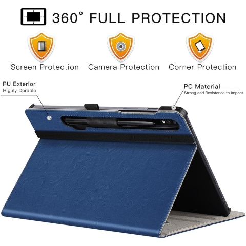 Ztotop Galaxy Tab S10 Plus/S9 Plus Deri Klf-Blue