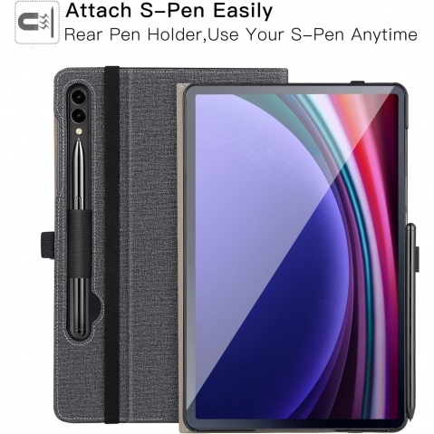 Ztotop Galaxy Tab S10 Plus/S9 Plus Deri Klf-DenimBlack