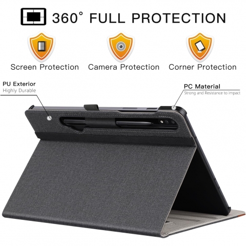 Ztotop Galaxy Tab S10 Plus/S9 Plus Deri Klf-DenimBlack