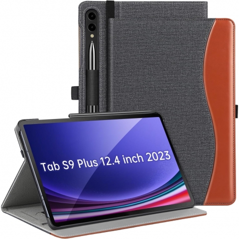 Ztotop Galaxy Tab S9 Plus Deri Klf-DenimBlack