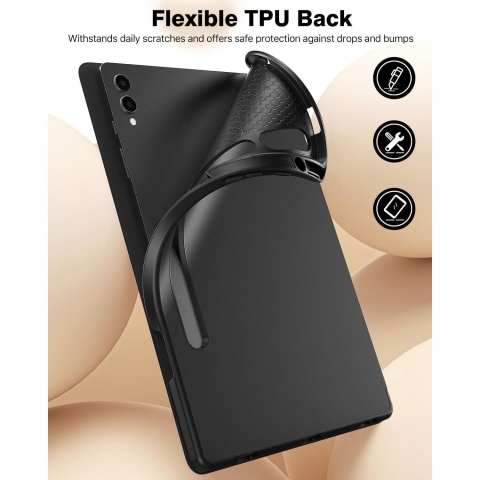 TiMOVO Kalem Blmeli Galaxy Tab S9 Plus Klf-Black