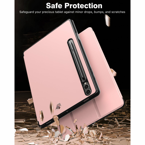 TiMOVO Kalem Blmeli Galaxy Tab S9 Plus/S10 Plus Klf-Pink